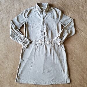 Beach Lunch Lounge Tan Long Sleeve Dress Medium